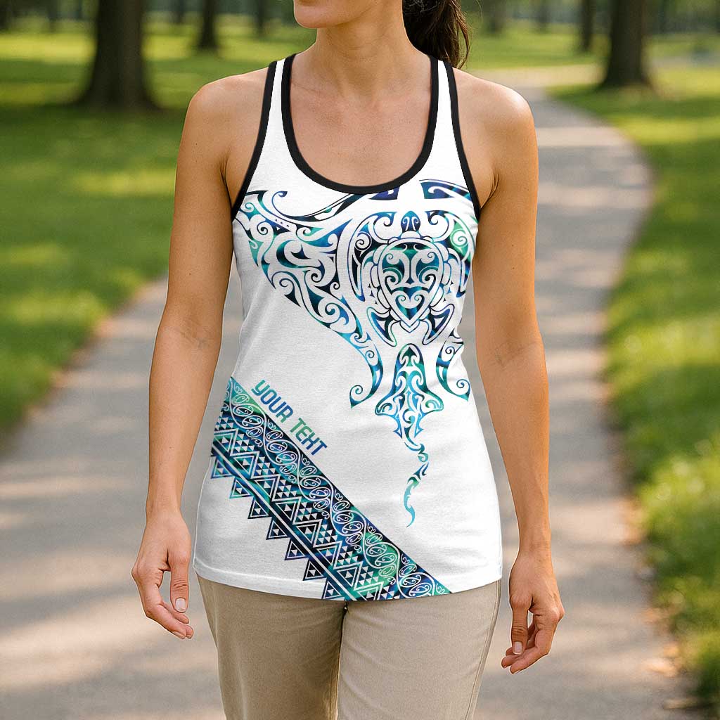 Kahui Whetu Paua Shell Kowhaiwhai Taniko Personalised Hollow Tank Top Manta Ray Shark-Turtle Maori Tribal Style LT9 - Polynesian Pride