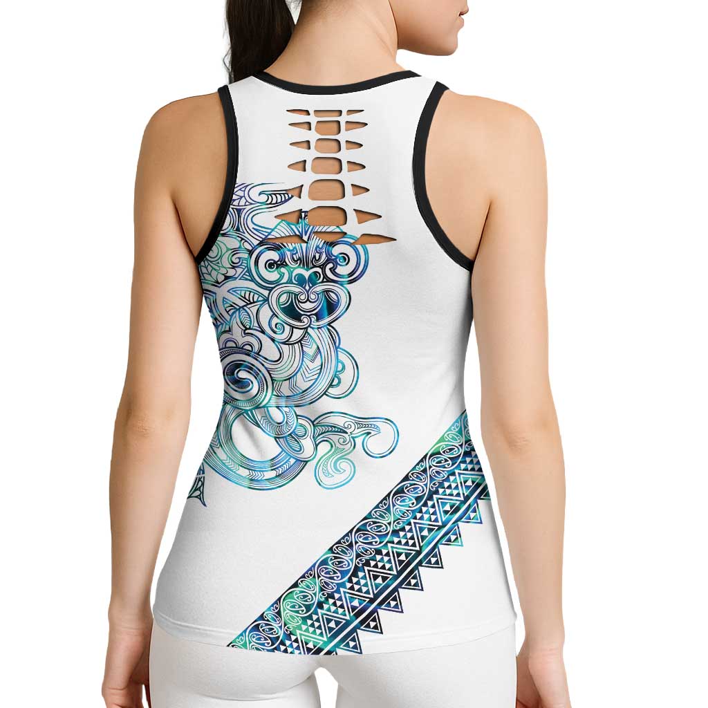 Kahui Whetu Paua Shell Kowhaiwhai Taniko Personalised Hollow Tank Top Taniwha Maori Tribal Style LT9 - Polynesian Pride