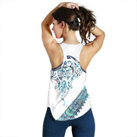 Kahui Whetu Paua Shell Kowhaiwhai Taniko Personalised Women Racerback Tank Manta Ray Shark-Turtle Maori Tribal Style LT9 - Polynesian Pride