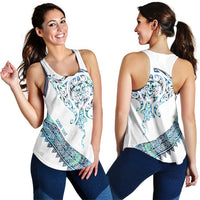 Kahui Whetu Paua Shell Kowhaiwhai Taniko Personalised Women Racerback Tank Manta Ray Shark-Turtle Maori Tribal Style LT9 - Polynesian Pride