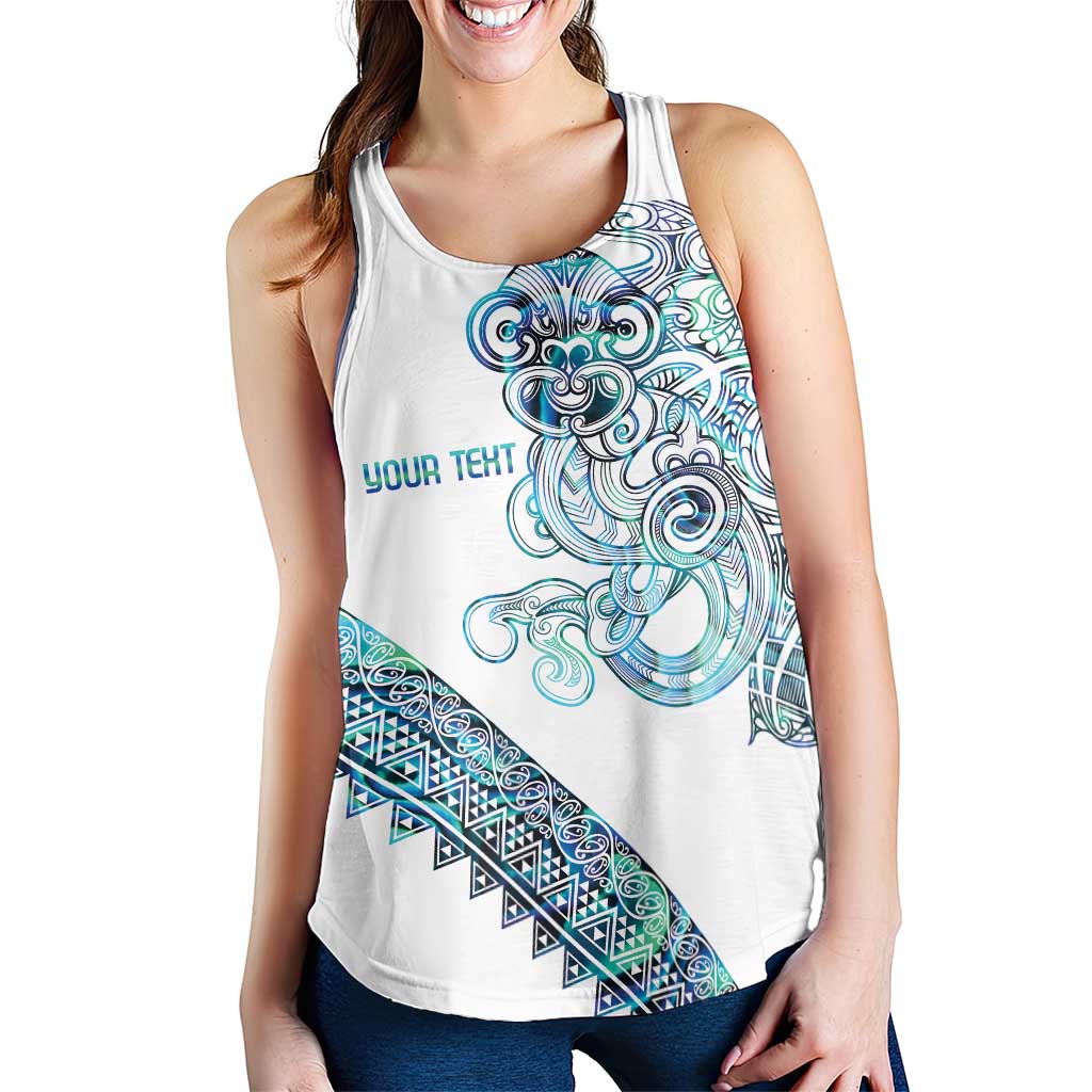 Kahui Whetu Paua Shell Kowhaiwhai Taniko Personalised Women Racerback Tank Taniwha Maori Tribal Style LT9 - Polynesian Pride