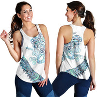 Kahui Whetu Paua Shell Kowhaiwhai Taniko Personalised Women Racerback Tank Taniwha Maori Tribal Style LT9 - Polynesian Pride