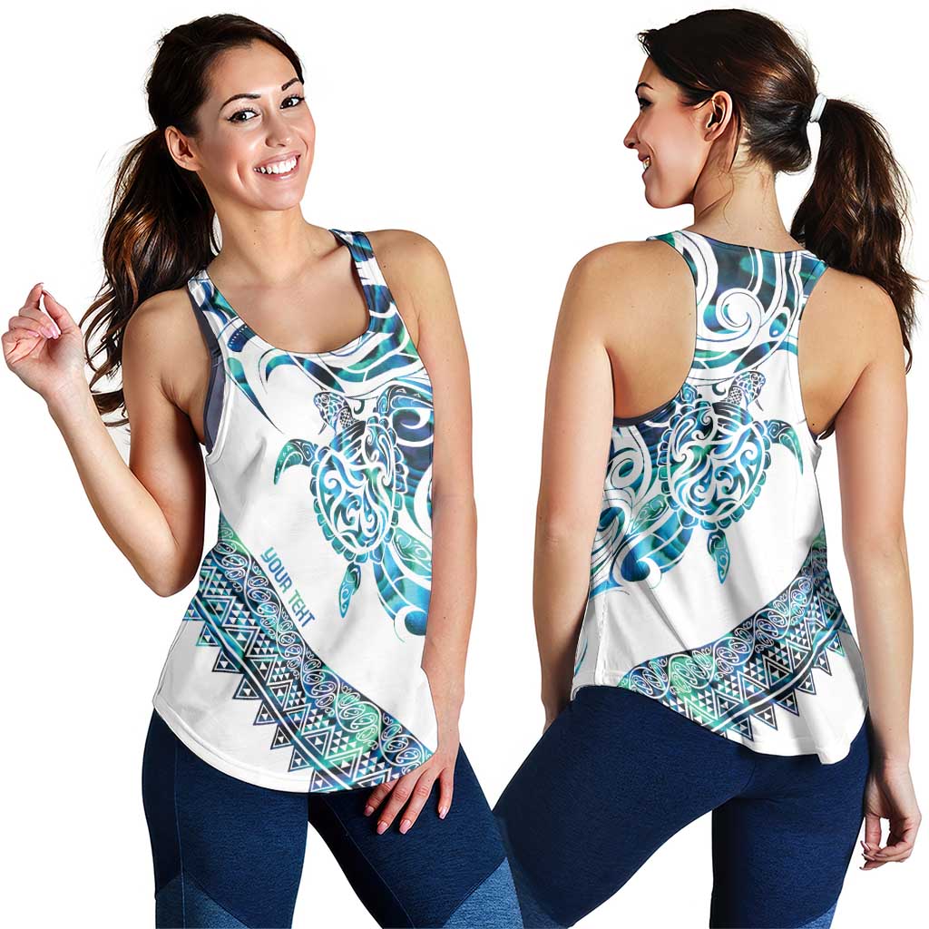 Kahui Whetu Paua Shell Kowhaiwhai Taniko Personalised Women Racerback Tank Turtle Tattoo Maori Tribal Style LT9 - Polynesian Pride
