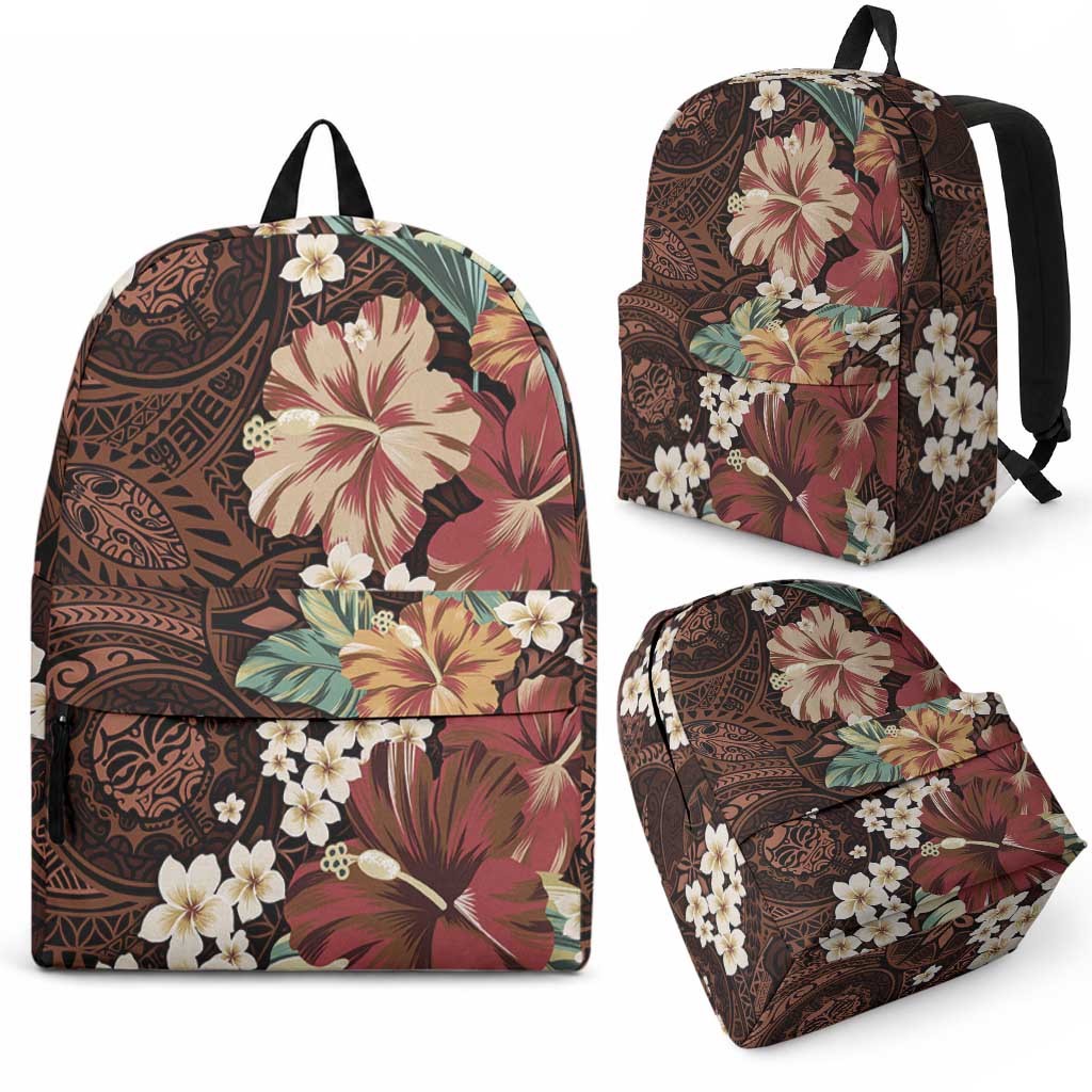 Kanoa Hawai'i Hibiscus Backpack Polynesian Tribal Tattoo Pattern Floral Elements LT9 - Polynesian Pride