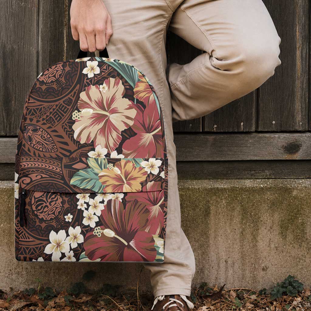 Kanoa Hawai'i Hibiscus Backpack Polynesian Tribal Tattoo Pattern Floral Elements LT9 - Polynesian Pride