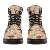 Khaki Palaka Hawaii Cowboy All Season Boots Puakenikeni Lei Paniolo Papale Seamless Vibes LT14 - Polynesian Pride