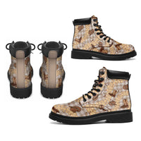 Khaki Palaka Hawaii Cowboy All Season Boots Puakenikeni Lei Paniolo Papale Seamless Vibes LT14 - Polynesian Pride