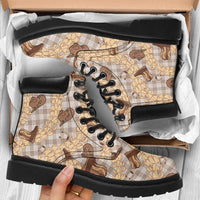 Khaki Palaka Hawaii Cowboy All Season Boots Puakenikeni Lei Paniolo Papale Seamless Vibes LT14 Khaki - Polynesian Pride
