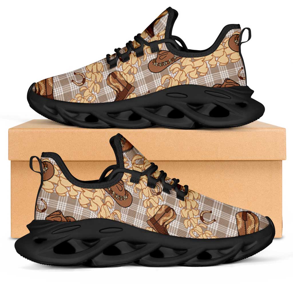 Khaki Palaka Hawaii Cowboy Clunky Sneakers Puakenikeni Lei Paniolo Papale Seamless Vibes - Polynesian Pride
