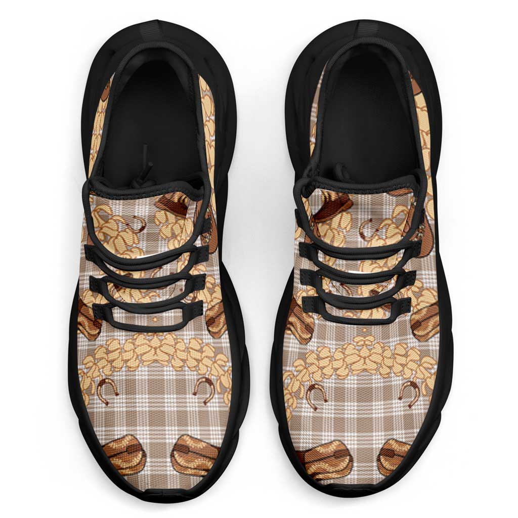 Khaki Palaka Hawaii Cowboy Clunky Sneakers Puakenikeni Lei Paniolo Papale Seamless Vibes LT14 - Polynesian Pride
