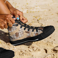 Khaki Palaka Hawaii Cowboy High Top Shoes Puakenikeni Lei Paniolo Papale Seamless Vibes LT14 - Polynesian Pride