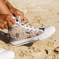 Khaki Palaka Hawaii Cowboy High Top Shoes Puakenikeni Lei Paniolo Papale Seamless Vibes LT14 - Polynesian Pride