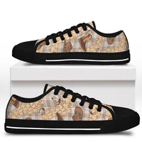 Khaki Palaka Hawaii Cowboy Low Top Shoes Puakenikeni Lei Paniolo Papale Seamless Vibes LT14 - Polynesian Pride