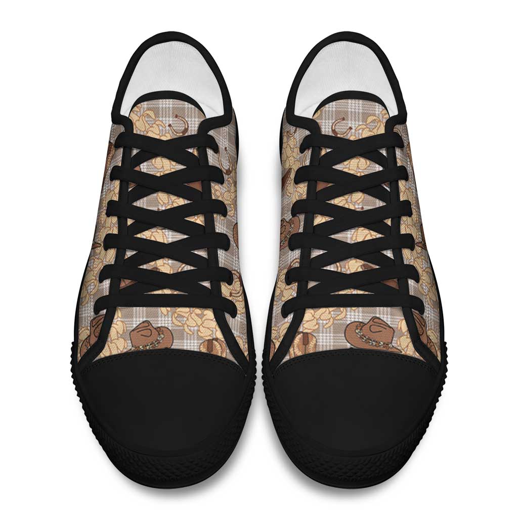 Khaki Palaka Hawaii Cowboy Low Top Shoes Puakenikeni Lei Paniolo Papale Seamless Vibes LT14 - Polynesian Pride