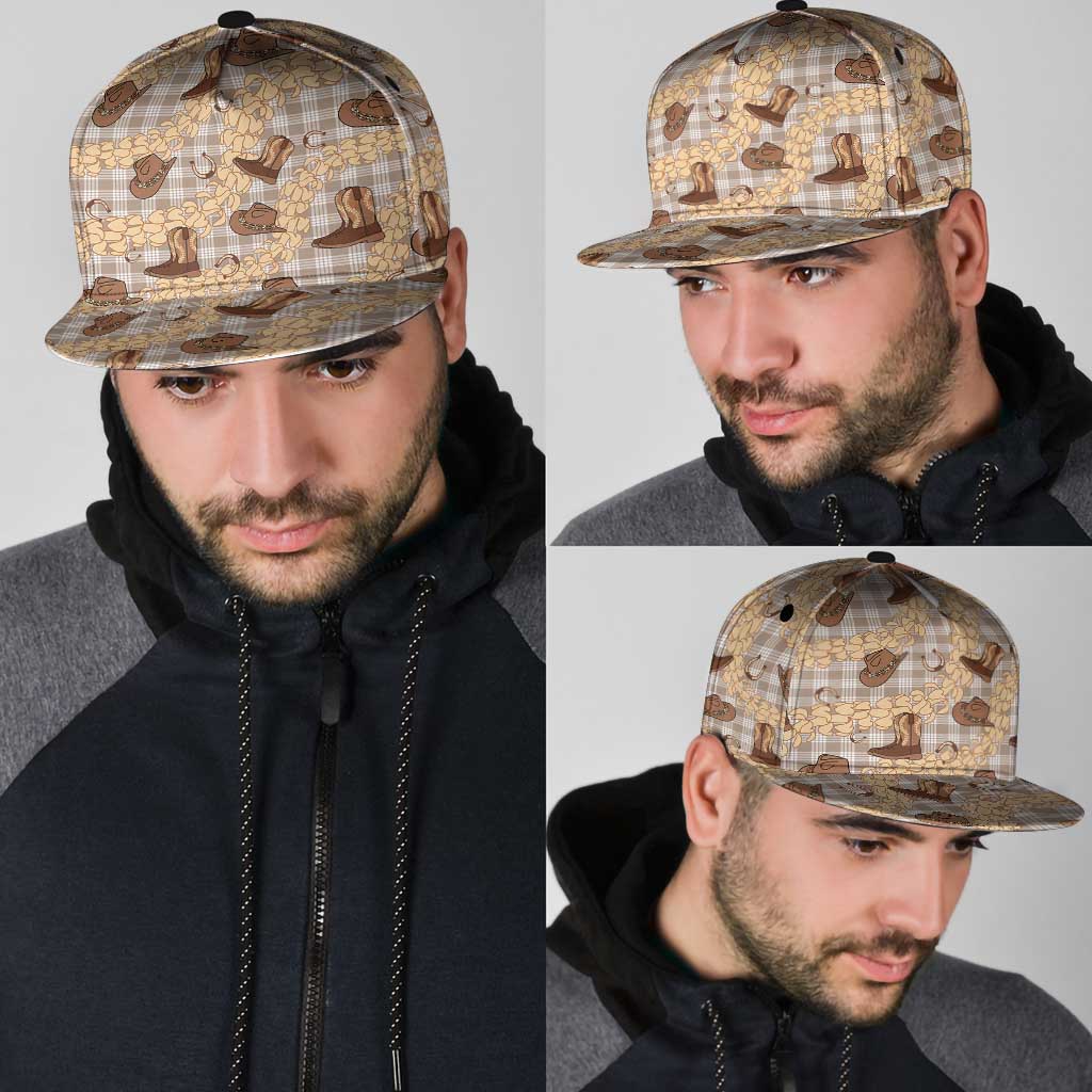 Khaki Palaka Hawaii Cowboy Snapback Cap Puakenikeni Lei Paniolo Papale Seamless Vibes - Polynesian Pride