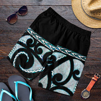 Kia Ora New Zealand Shorts for Men Aotearoa Proud Maori Paua Shell Silver Fern LT14 Black - Polynesian Pride