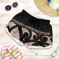 Kia Ora New Zealand Shorts for Women Aotearoa Proud Maori With Silver Fern LT14 Black - Polynesian Pride