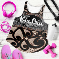 Kia Ora New Zealand Women Racerback Tank Aotearoa Proud Maori With Silver Fern LT14 Black - Polynesian Pride