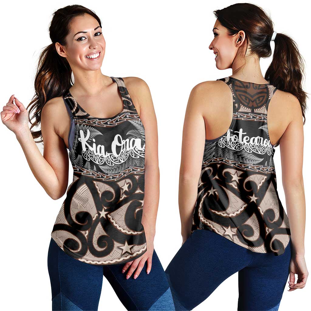 Kia Ora New Zealand Women Racerback Tank Aotearoa Proud Maori With Silver Fern LT14 - Polynesian Pride