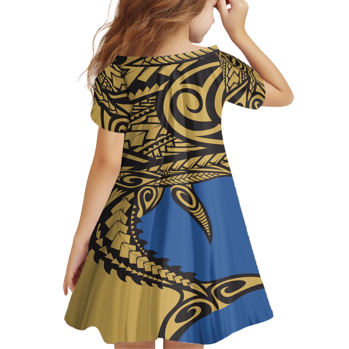 Polynesian Family Matching Outfit Samoan Shark Polynesian Tribal Off Shoulder Long Sleeve Dress And Shirt Family Set - Polynesian Pride