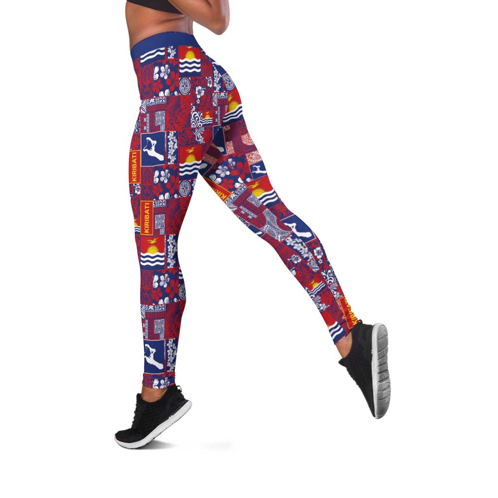 Kiribati Tekeraoi n te Kiritimati Leggings Pacific Patchwork Xmas Vibes LT9 Red - Polynesian Pride
