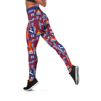 Kiribati Tekeraoi n te Kiritimati Leggings Pacific Patchwork Xmas Vibes LT9 Red - Polynesian Pride