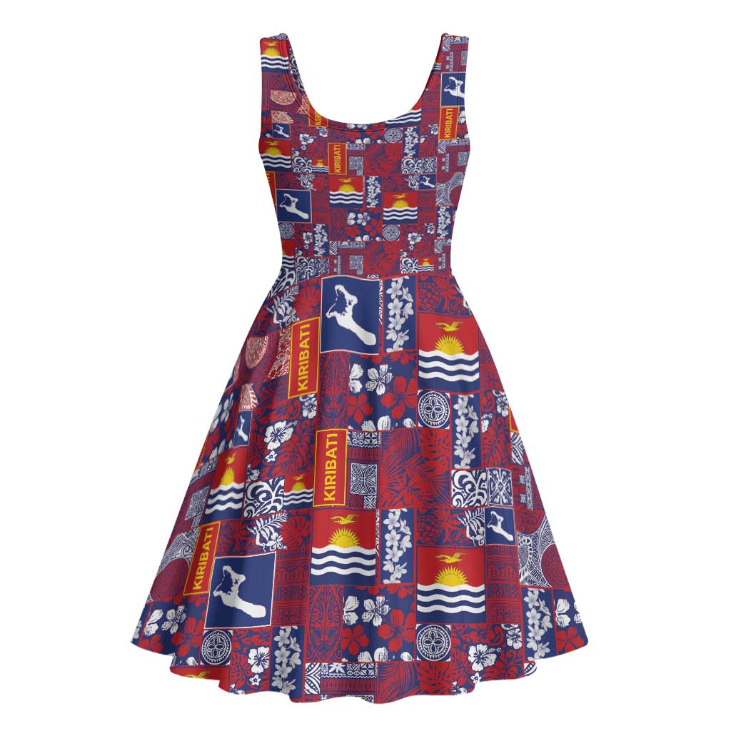 Kiribati Tekeraoi n te Kiritimati Midi Dress Pacific Patchwork Xmas Vibes LT9 - Polynesian Pride