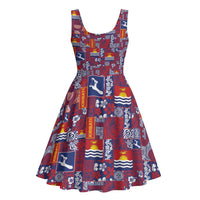 Kiribati Tekeraoi n te Kiritimati Midi Dress Pacific Patchwork Xmas Vibes LT9 - Polynesian Pride