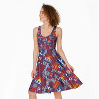 Kiribati Tekeraoi n te Kiritimati Midi Dress Pacific Patchwork Xmas Vibes LT9 - Polynesian Pride