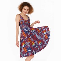 Kiribati Tekeraoi n te Kiritimati Midi Dress Pacific Patchwork Xmas Vibes LT9 - Polynesian Pride