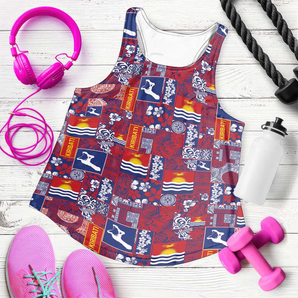 Kiribati Tekeraoi n te Kiritimati Women Racerback Tank Pacific Patchwork Xmas Vibes - Polynesian Pride