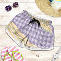 Lavender Palaka Hawaii Leis Elegant Vibes Shorts for Women LT14 Lavender - Polynesian Pride
