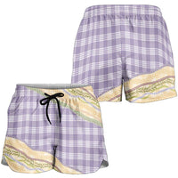 Lavender Palaka Hawaii Leis Elegant Vibes Shorts for Women LT14 - Polynesian Pride