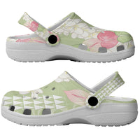 Leaf Green Hawaii Anthurium Plumeria Lei Clogs Shoes