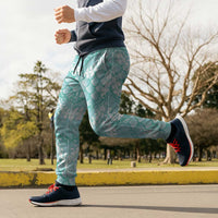 Light Turquoise Mermaid Puakenikeni Maile Lei Jogger Pants