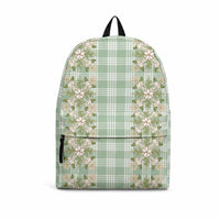 Liko Kukui Hawai'i Palaka Squares Maile Leaf Backpack Flowers Hawaiian Quilt Patterns LT9 Sage Green - Polynesian Pride