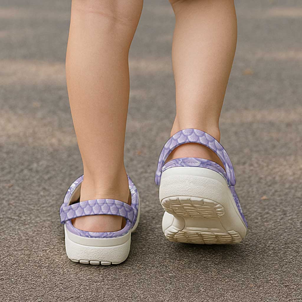 Lilac Mermaid Puakenikeni Maile Lei Clogs Shoes