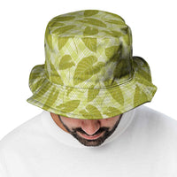 Lime Green Hawaii Kalo Palaka Motifs Bucket Hat Hawaiian Taro Leaves Elegant Vibes LT14 - Polynesian Pride