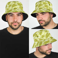 Lime Green Hawaii Kalo Palaka Motifs Bucket Hat Hawaiian Taro Leaves Elegant Vibes LT14 - Polynesian Pride