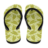 Lime Green Hawaii Kalo Palaka Motifs Flip Flops Hawaiian Taro Leaves Elegant Vibes