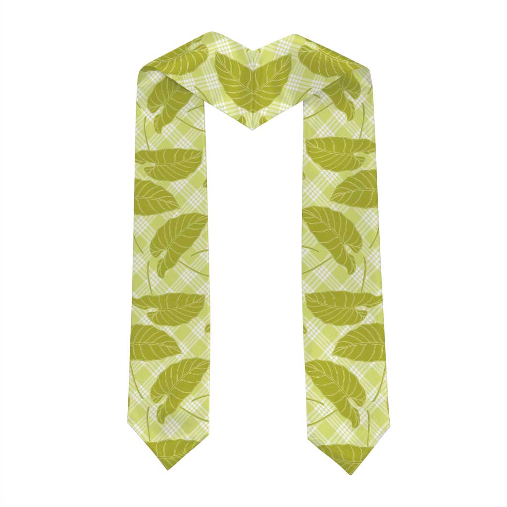 Lime Green Hawaii Kalo Palaka Motifs Graduation Stole Hawaiian Taro Leaves Elegant Vibes LT14 - Polynesian Pride