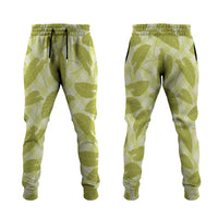 Lime Green Hawaii Kalo Palaka Motifs Jogger Pants Hawaiian Taro Leaves Elegant Vibes