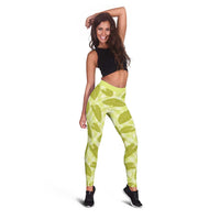 Lime Green Hawaii Kalo Palaka Motifs Leggings Hawaiian Taro Leaves Elegant Vibes LT14 - Polynesian Pride