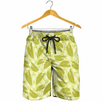Lime Green Hawaii Kalo Palaka Motifs Shorts for Men Hawaiian Taro Leaves Elegant Vibes LT14 - Polynesian Pride