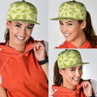 Lime Green Hawaii Kalo Palaka Motifs Snapback Cap Hawaiian Taro Leaves Elegant Vibes