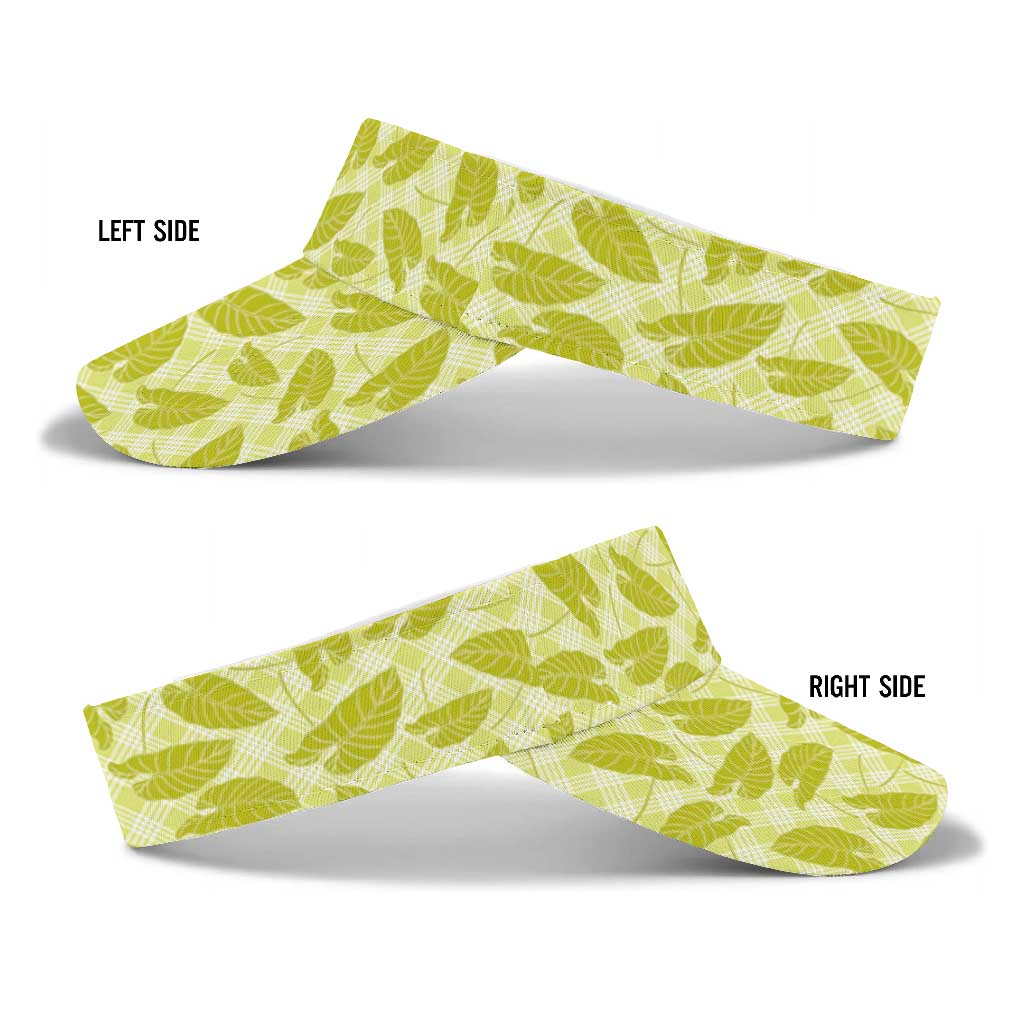 Lime Green Hawaii Kalo Palaka Motifs Sun Visor Cap Hawaiian Taro Leaves Elegant Vibes