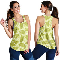 Lime Green Hawaii Kalo Palaka Motifs Women Racerback Tank Hawaiian Taro Leaves Elegant Vibes LT14 - Polynesian Pride