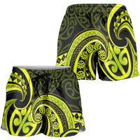 Lime Green New Zealand Mangopare Shorts for Women Aotearoa Maori Koru Style LT14 - Polynesian Pride