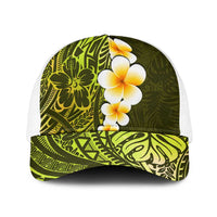 Lime Green Polynesia Baseball Net Cap Plumeria Tropical Leaves With Galaxy Polynesian Art LT14 One Size White Lime Green - Polynesian Pride
