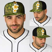 Lime Green Polynesia Baseball Net Cap Plumeria Tropical Leaves With Galaxy Polynesian Art LT14 - Polynesian Pride